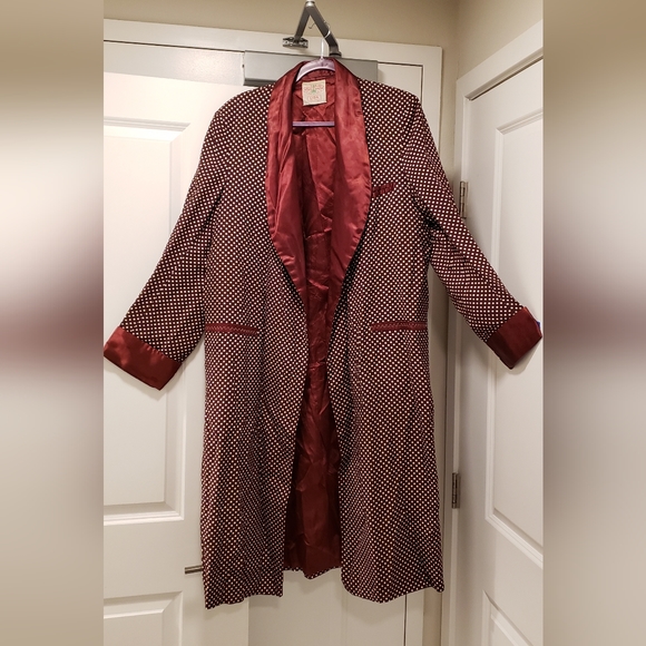 Vintage Jacket SIlk 1940s 1950s mens sz medium polka dot ♥ - Picture 3 of 6